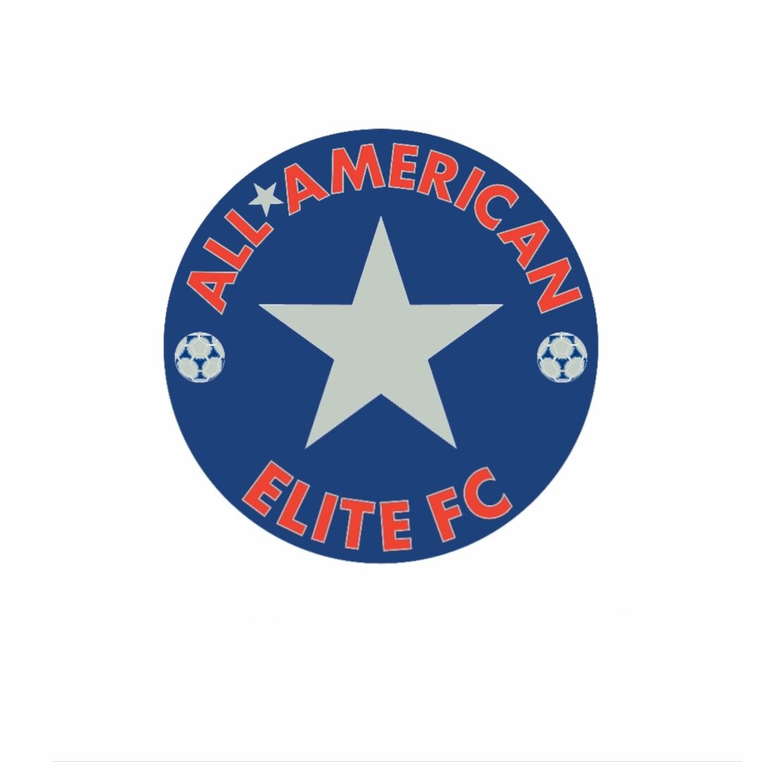 A blue and red logo of an all american elite fc.